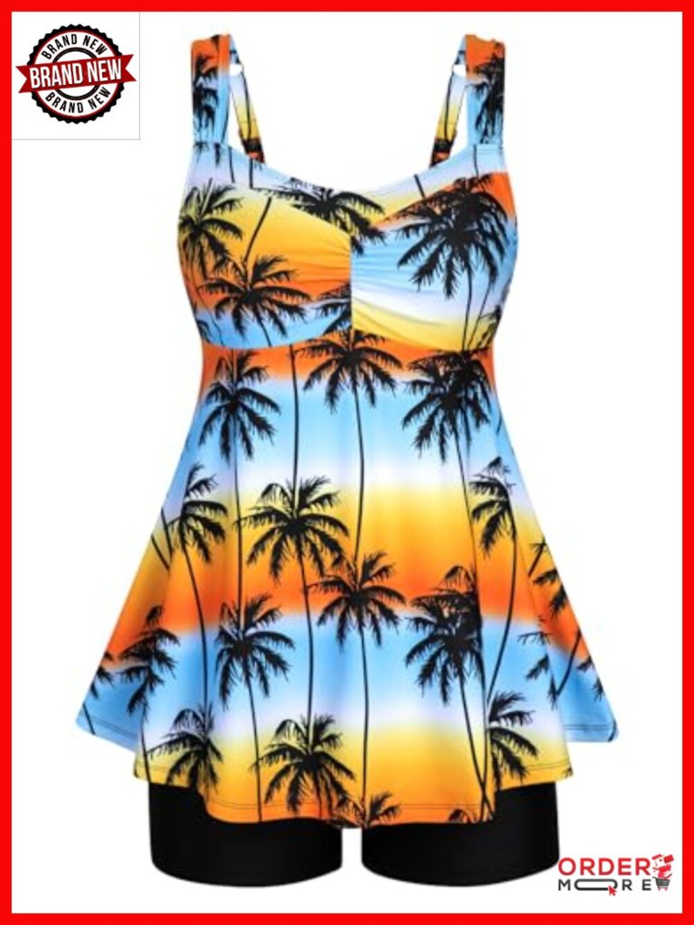 Tankini Swimsuits for Women Tummy Control Two Piece Bathing Suit Flowy Tank Top